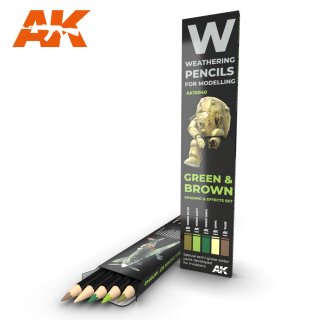 AK INTERACTIVE WATERCOLOR PENCIL SET GREEN AND BROWN CAMOUFLAGES