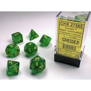 Chessex - Borealis - Polyhedral 7-Die Set - MapleGreen/Yellow