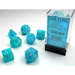 Cirrus™ Aqua w/silver Signature™ Polyhedral 7-Die Sets