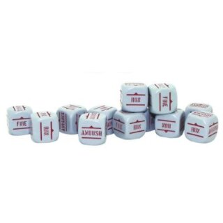 Bolt Action Orders Dice - Grey with Red Writing (12)