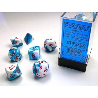 Chessex - Gemini - Polyhedral 7-Die Sets - AstralBlue-White/Red