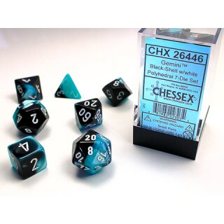Chessex - Gemini - Polyhedral 7-Die Sets - Black-Shell w/white