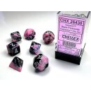 Chessex - Gemini - Polyhedral 7-Die Set - Black-Pink/White